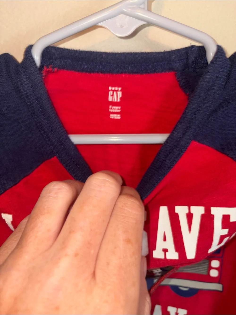 GAP Red & Navy 'Love Saves The Day' Firetruck Long Sleeve Tee